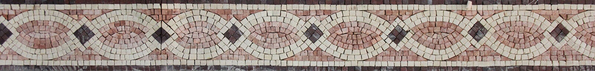 Botanical Mosaic Tile Border: Geometric Marble Art, 4"x40"