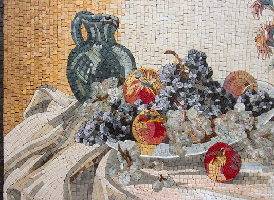 Handmade Fruit & Flower Mosaic Art: Botanical Kitchen Wall Decor (36” x 24”)