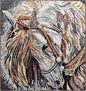 Handmade Marble Horse Mosaic Tile Art: Living Room Decor (24” x 22”)