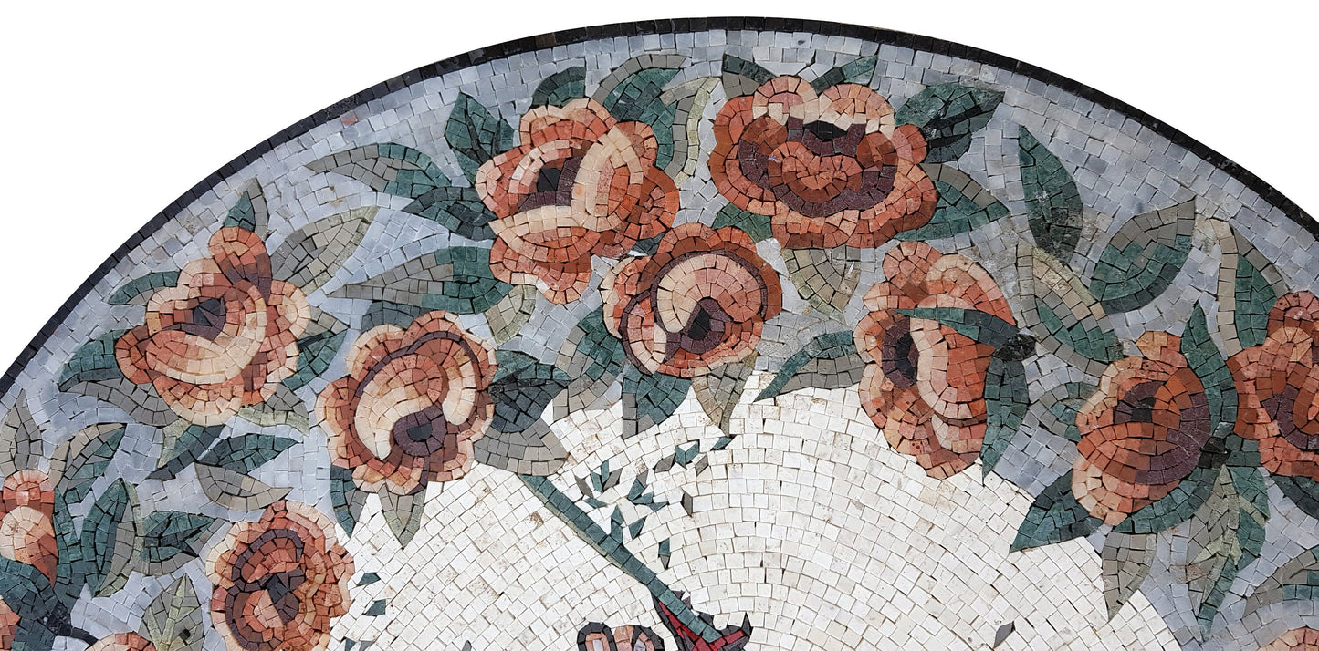 COLORFUL FLOWER ART - Round Birds Blue Kingfisher Mosaic Wall Art - Customization available