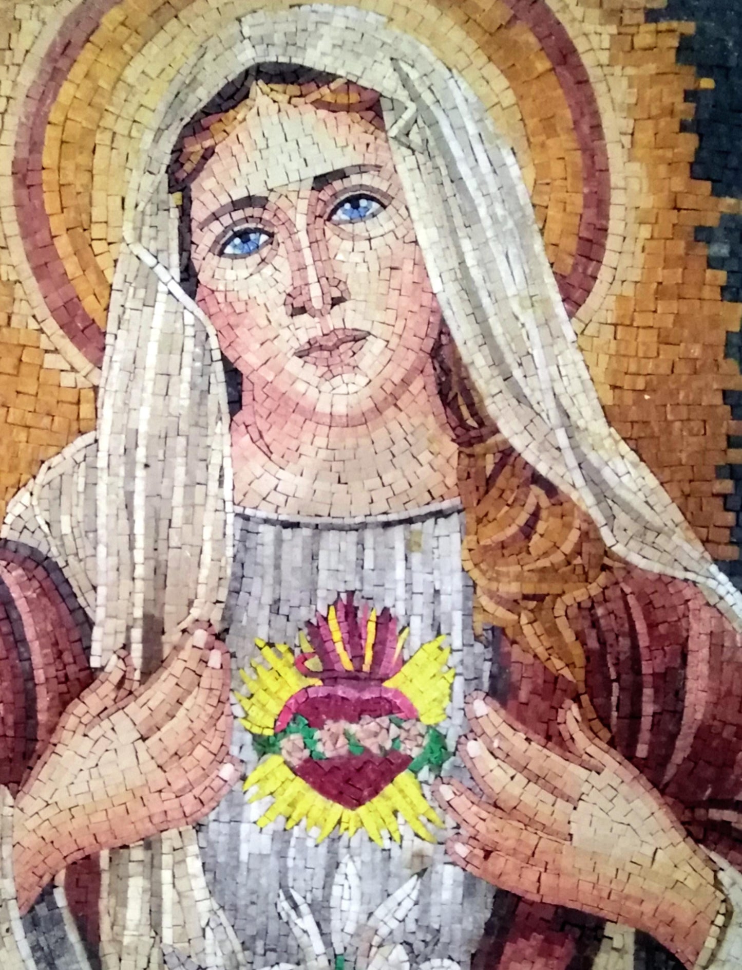 30"x40" Divine Mother Mary Mosaic – Byzantine Virgin Mary Icon, Customization available