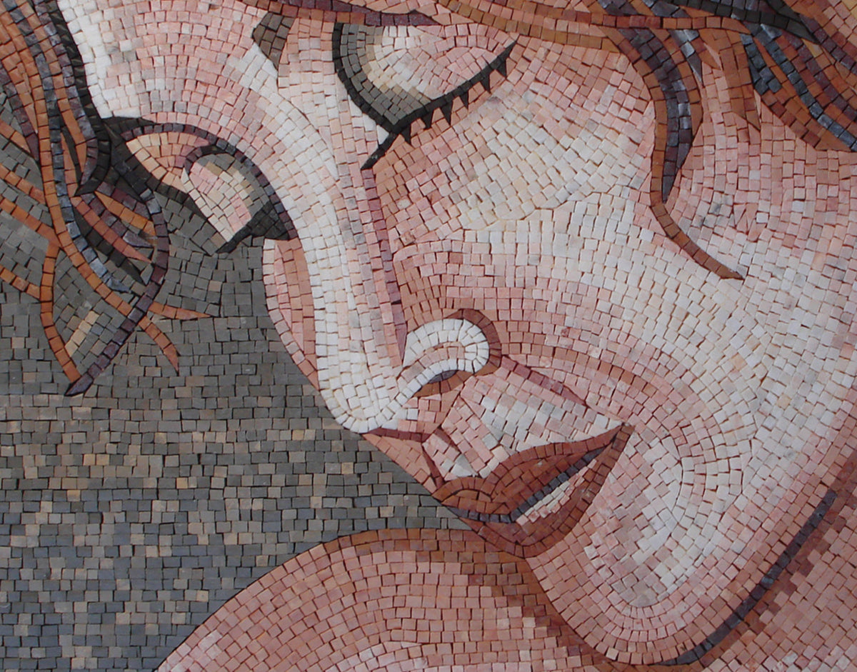 PT003 Woman's Portrait Handmade Marble Mosaic