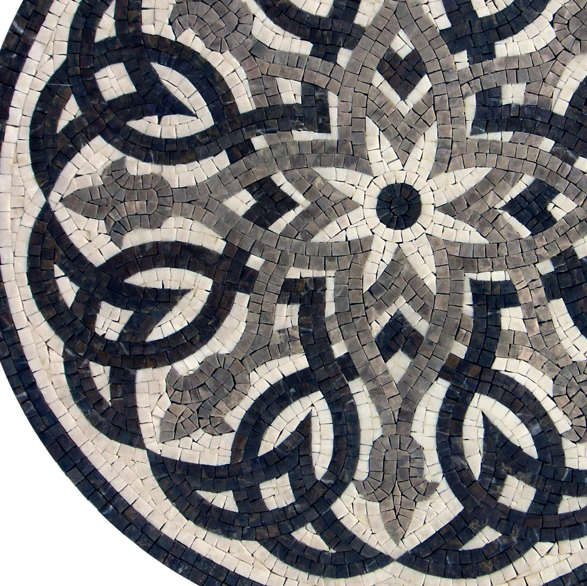 Nautical Marble Mosaic Medallion: Handmade Compass Rose Tile Art (20 inch)