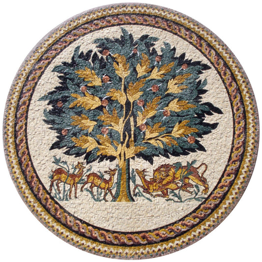 Tree of Life Mosaic Art Tile: Hisham's Palace Reproduction