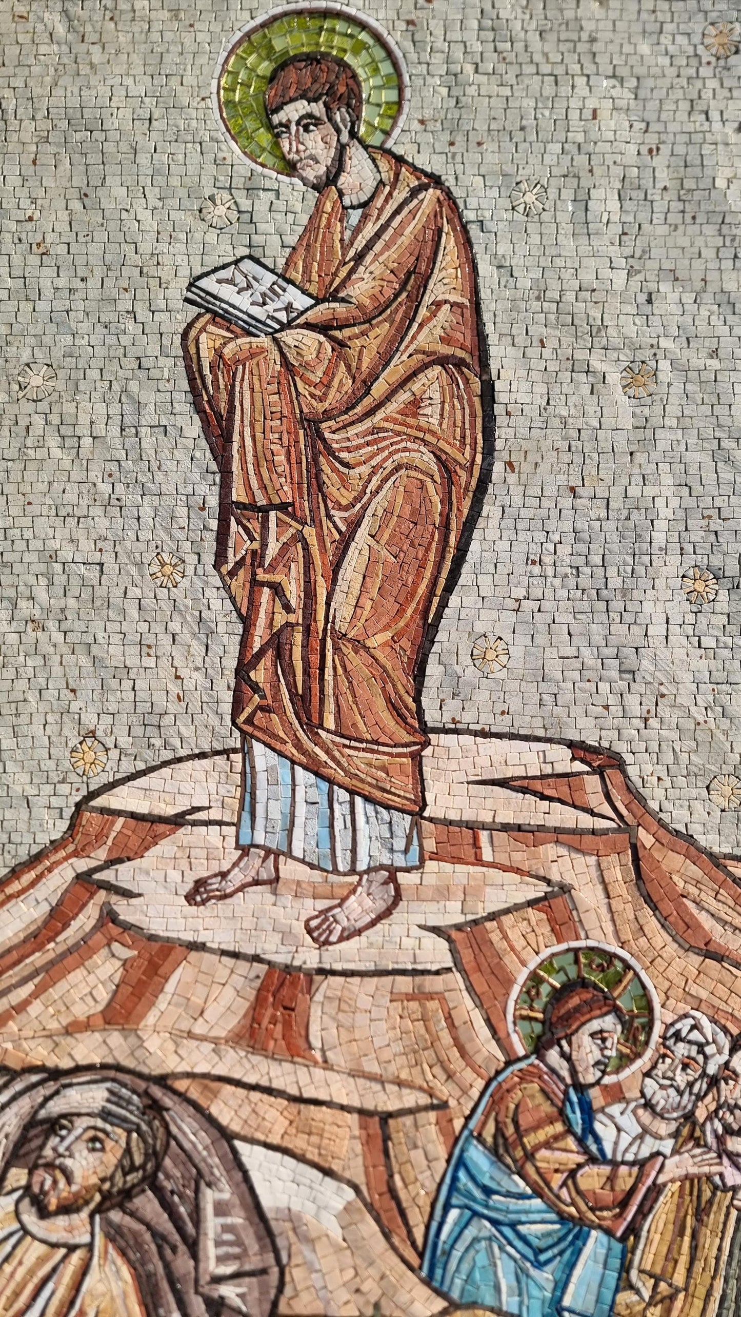 84"x56" Ancient People Worship Mosaic Wall Art –Historical Religious Scene, Classical Home Decor, Customization available
