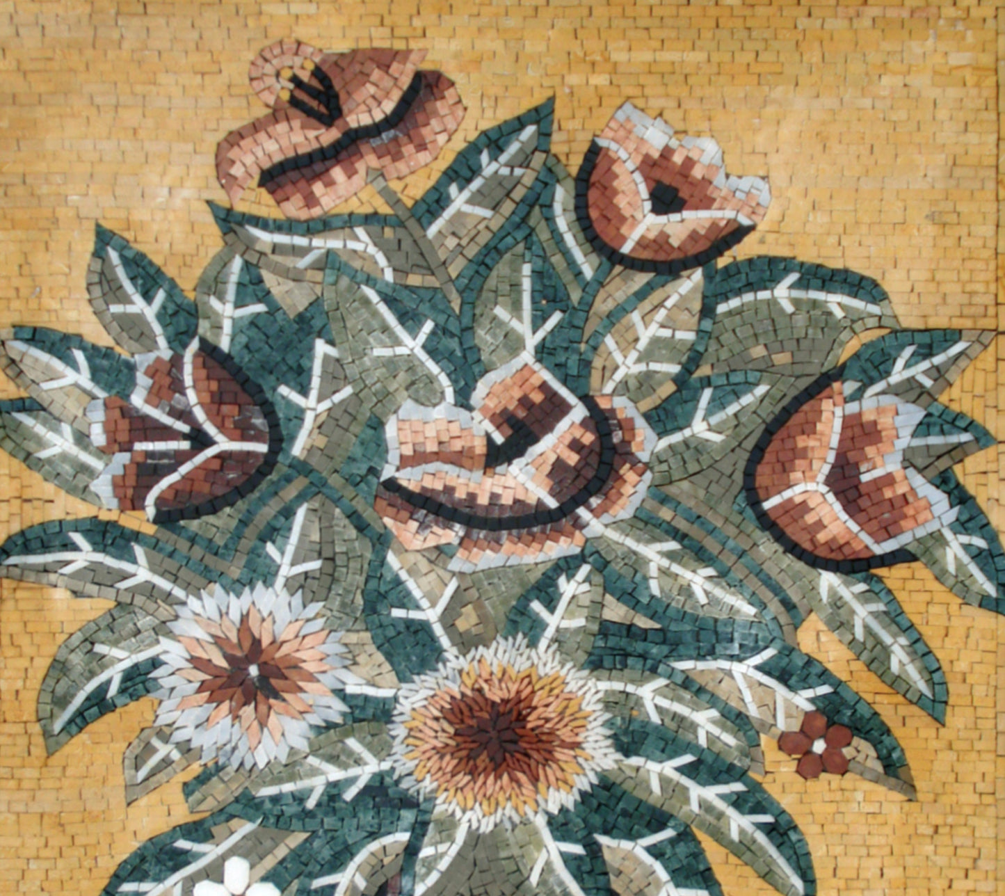 Handmade Marble Mosaic Flower Vase Wall Art: Home Decor (44” x 32")