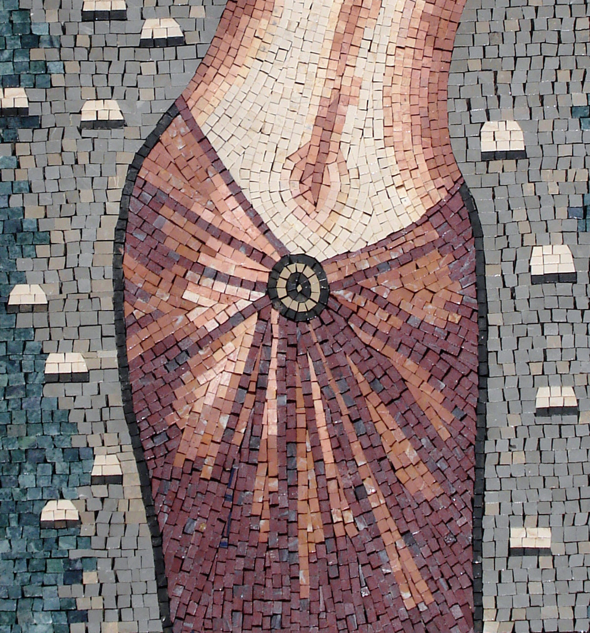 Handmade Woman Portrait Mosaic Tile Mural: Marble Stone Art