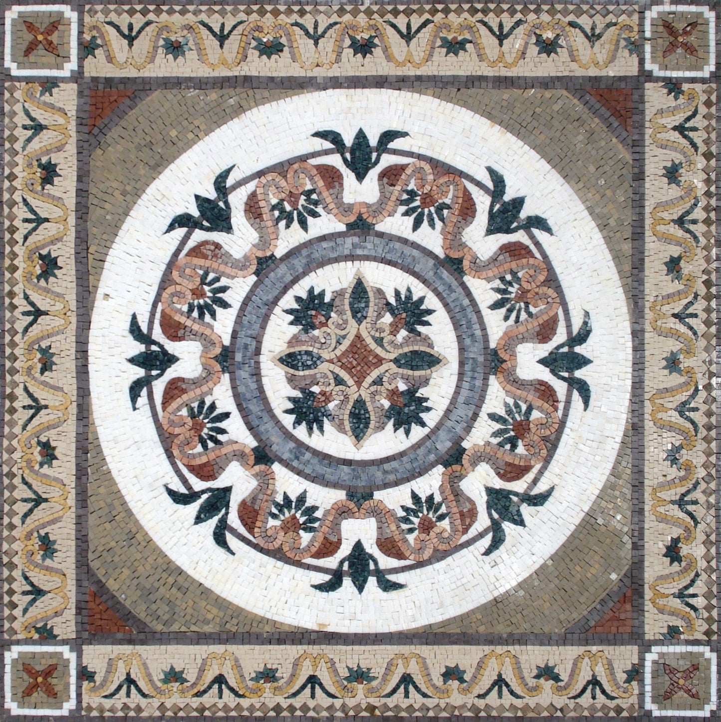 48” GEOMETRICAL FLORAL TILES | Square Shape Floral Tiles For Living Room Floor | Tiles For Interior And Outdoor Entry Floor And Wall