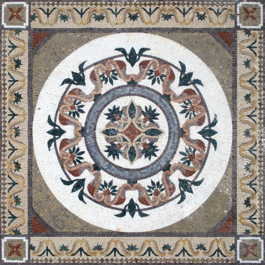 48” GEOMETRICAL FLORAL TILES | Square Shape Floral Tiles For Living Room Floor | Tiles For Interior And Outdoor Entry Floor And Wall