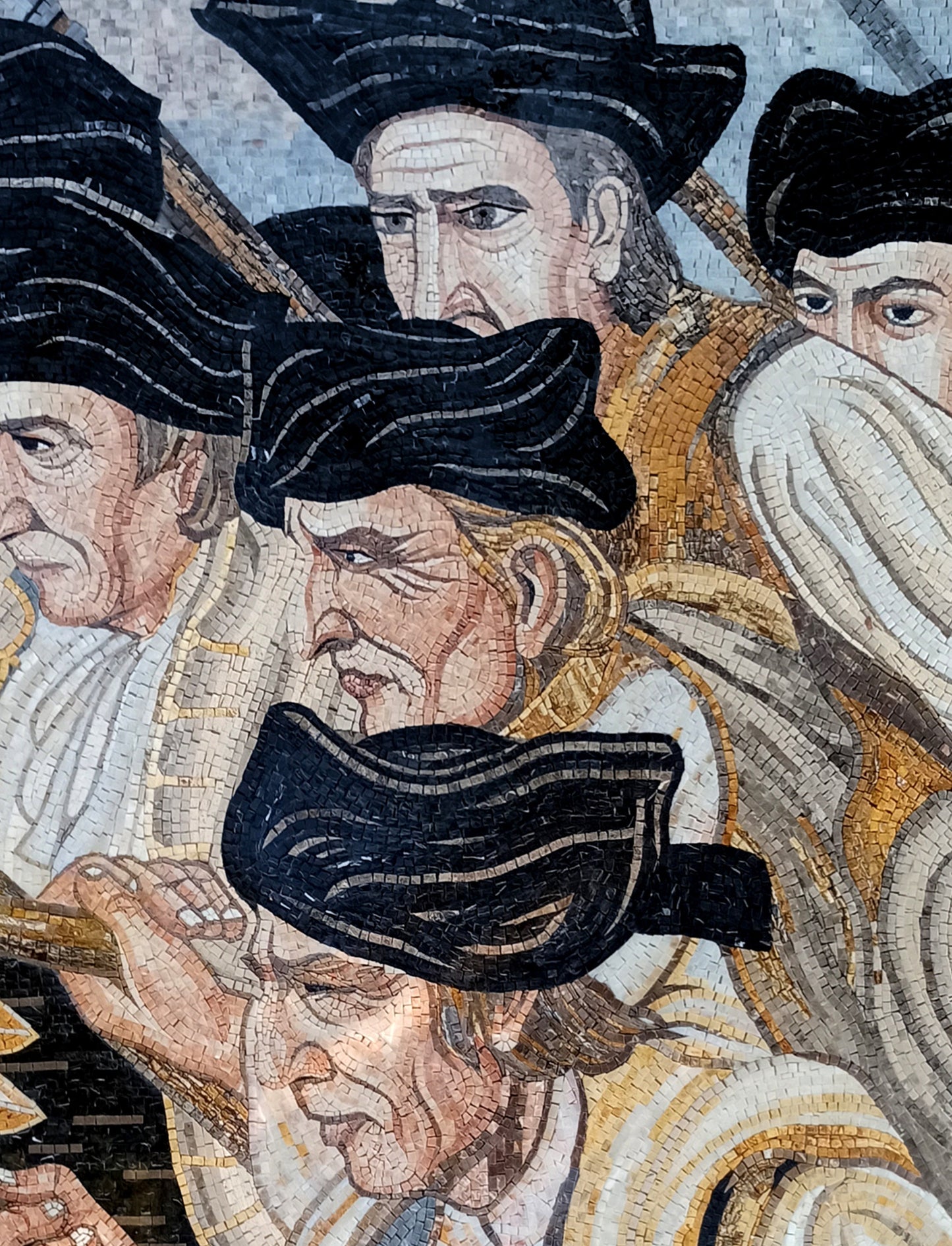 Handmade Colonial War Soldiers Mosaic Tile Art: Italian Marble Backsplash