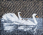 Handmade Swans Mosaic Tile Art: Marble Stone Wall Decor (36” x 28”)