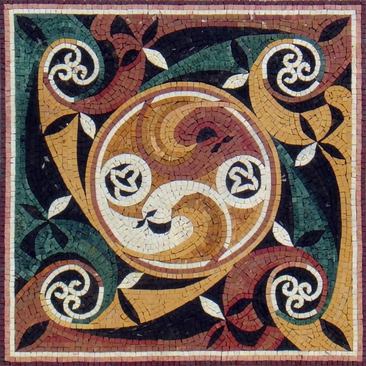32” MEDALLION MOSAIC TILES | Square Shape Geometrical Pattern Mosaic Tiles For Living Room Floor | Tiles For Interior And Outdoor Entry