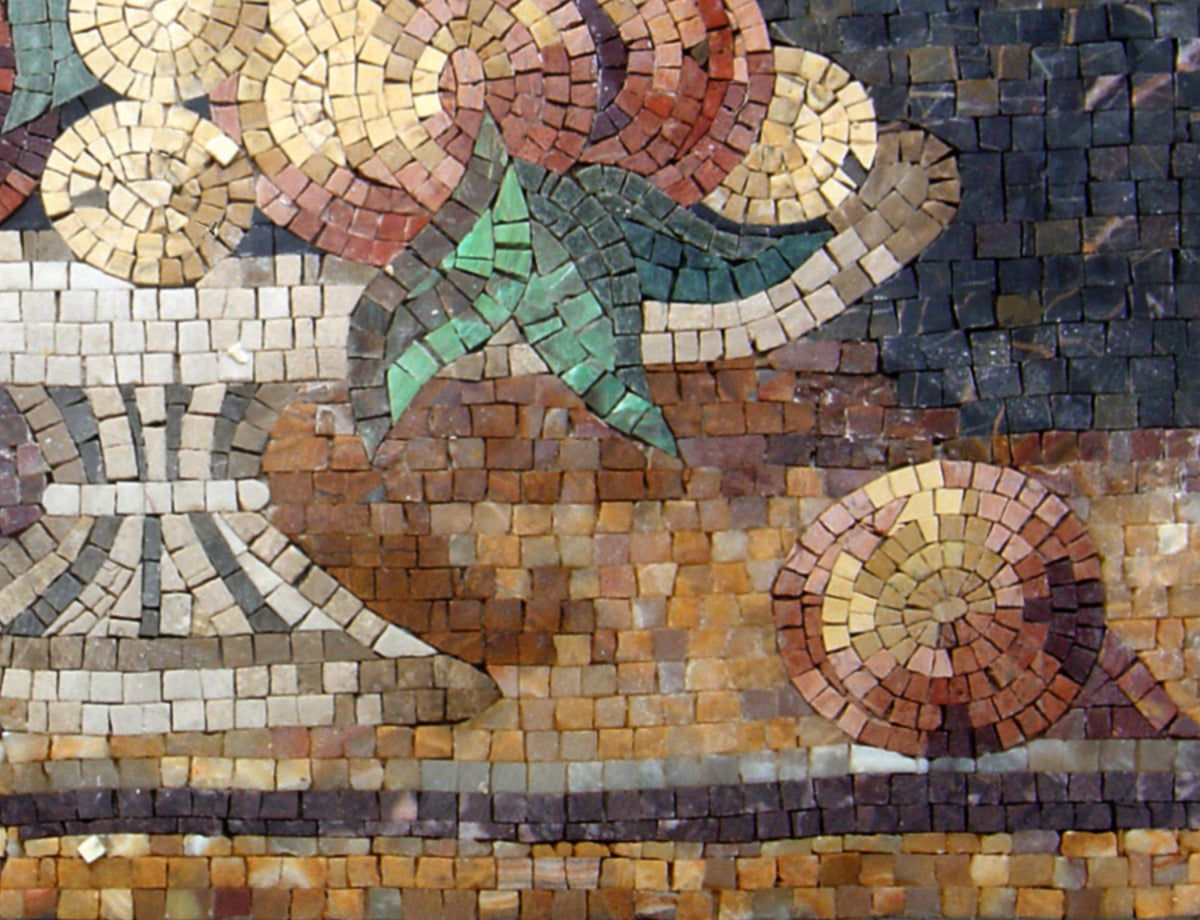 Handmade Marble Mosaic Tile: Fruit Still Life Kitchen Backsplash (32” x 26")