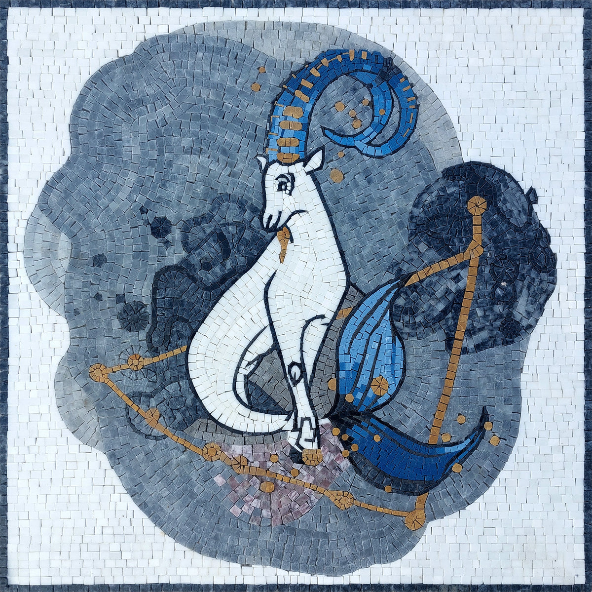 Handmade Capricorn Zodiac Mosaic Tile Art: Home Wall Decor