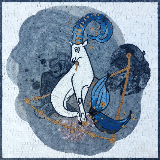 Handmade Capricorn Zodiac Mosaic Tile Art: Home Wall Decor