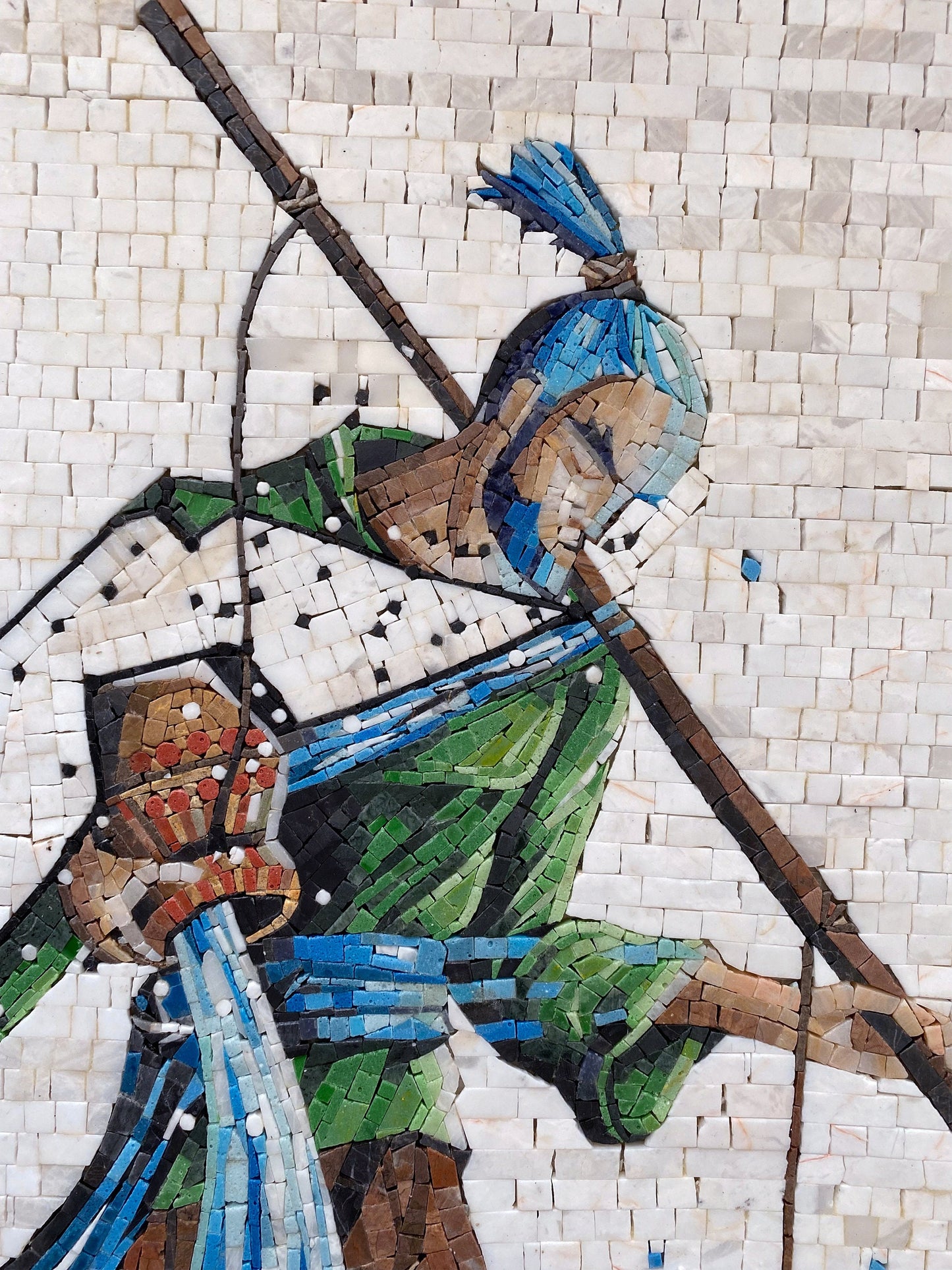 Aquarius Zodiac Mosaic Tile Art: Handmade Stone Wall Decor