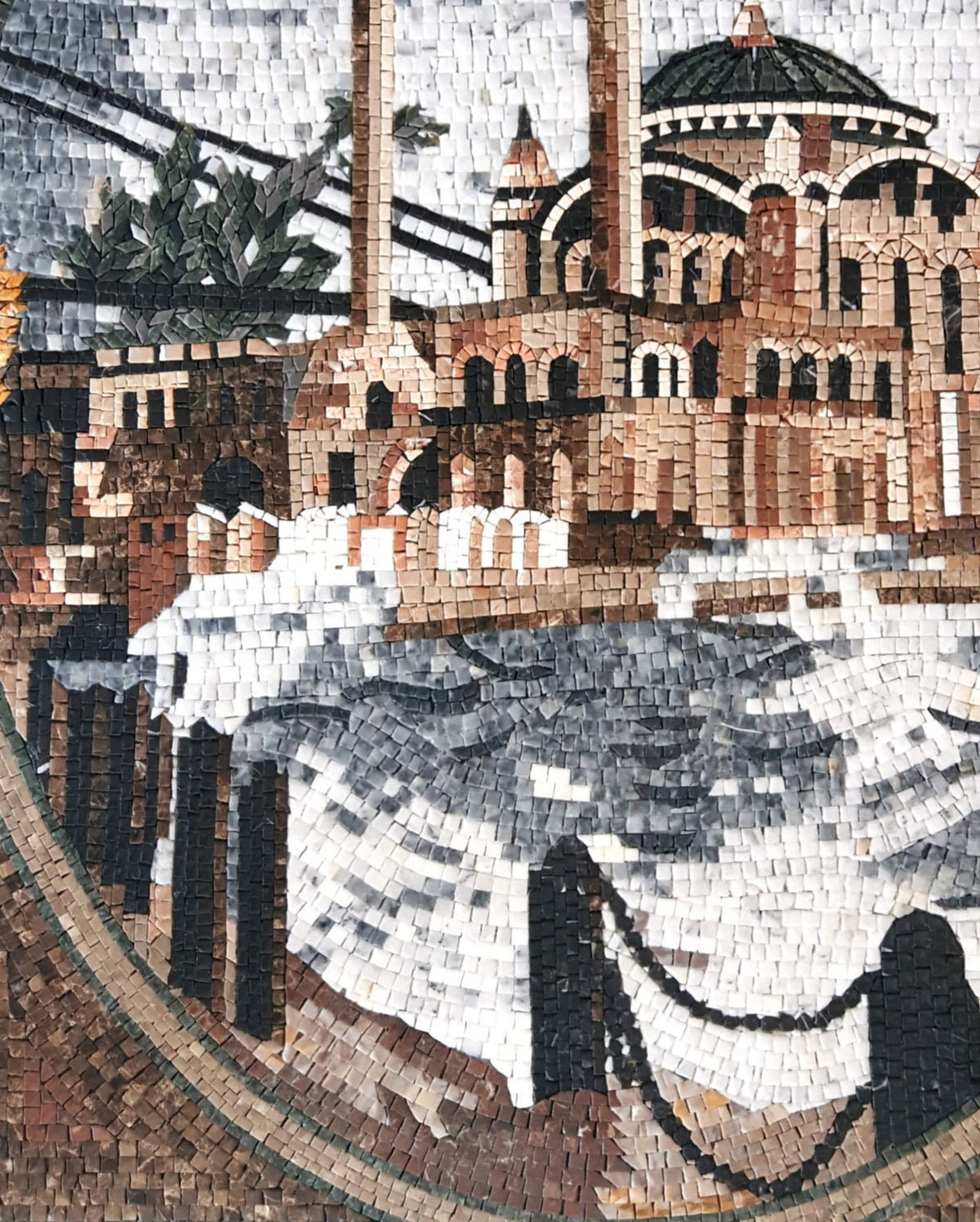 Handmade Marble Mosaic Tile Art: Istanbul Blue Mosque (40” x 32")