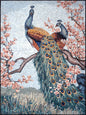 Handmade Peacock Mosaic Tile Art: Cherry Blossom Tree (48” x 36")