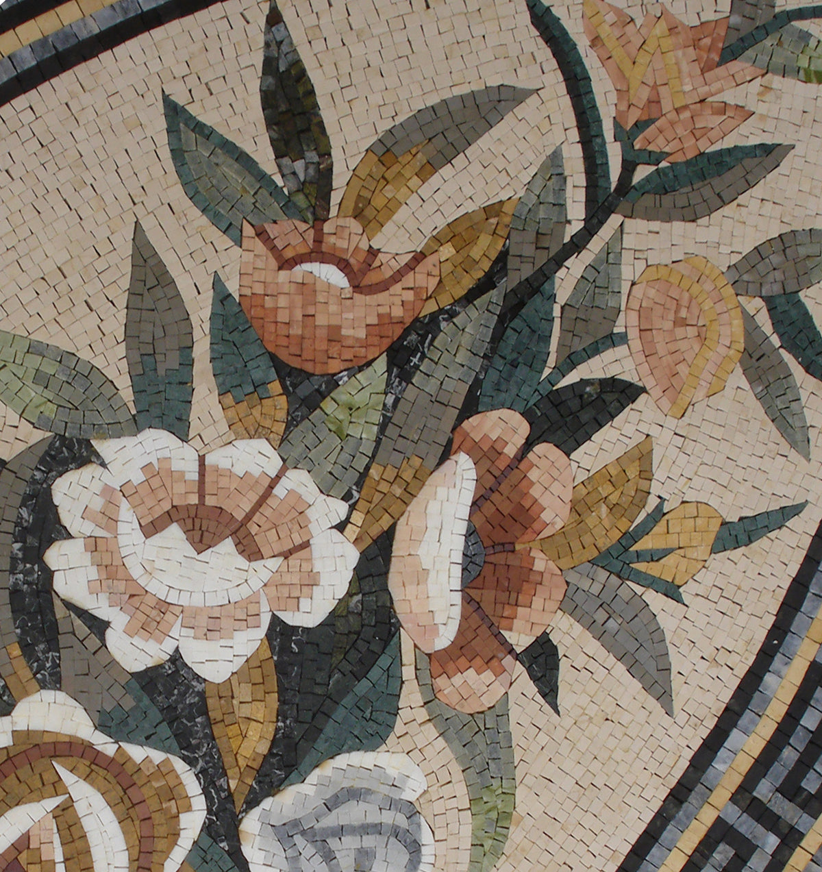 Handmade Marble Mosaic: Floral Bouquet Art, 40" Kitchen Wall Decor
