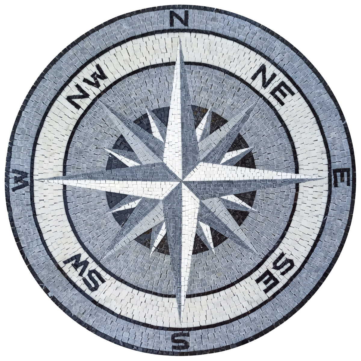 Artisan Craftsmanship: Handmade Compass & Pool Medallion Marble Mosaic Tiles - Customization available