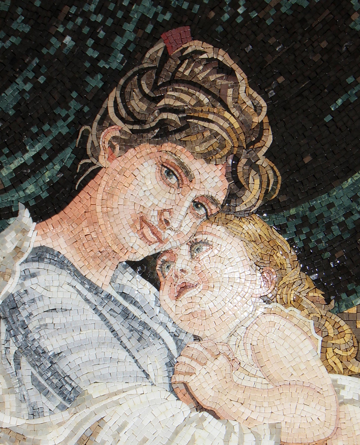 40"x32" Mother-Daughter Mosaic Wall Art – Custom Handmade Marble Tile Artwork, Family Portrait, Customization available