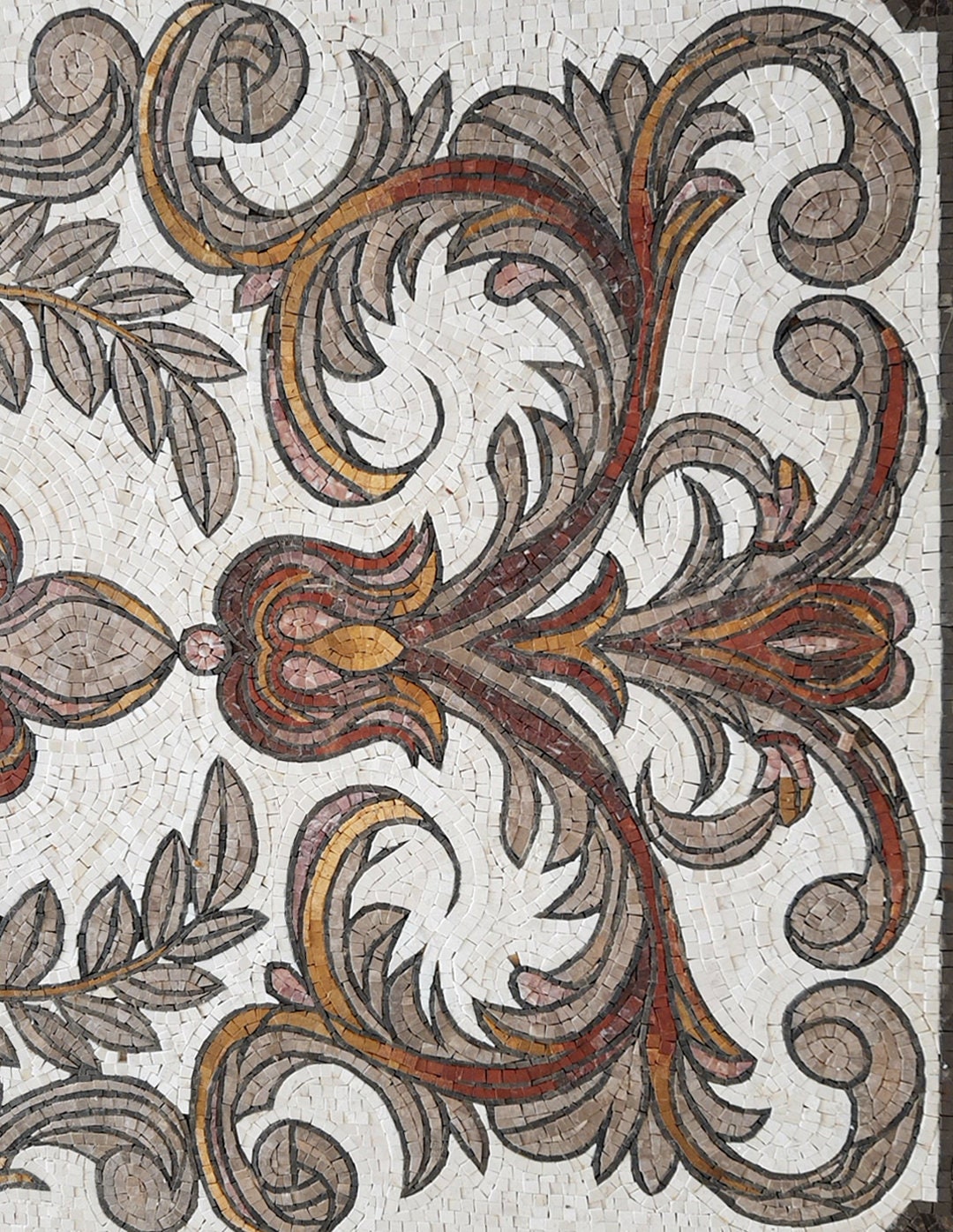 Handmade Marble Mosaic Rug: Modern Stone Area Rug (72” x 48")