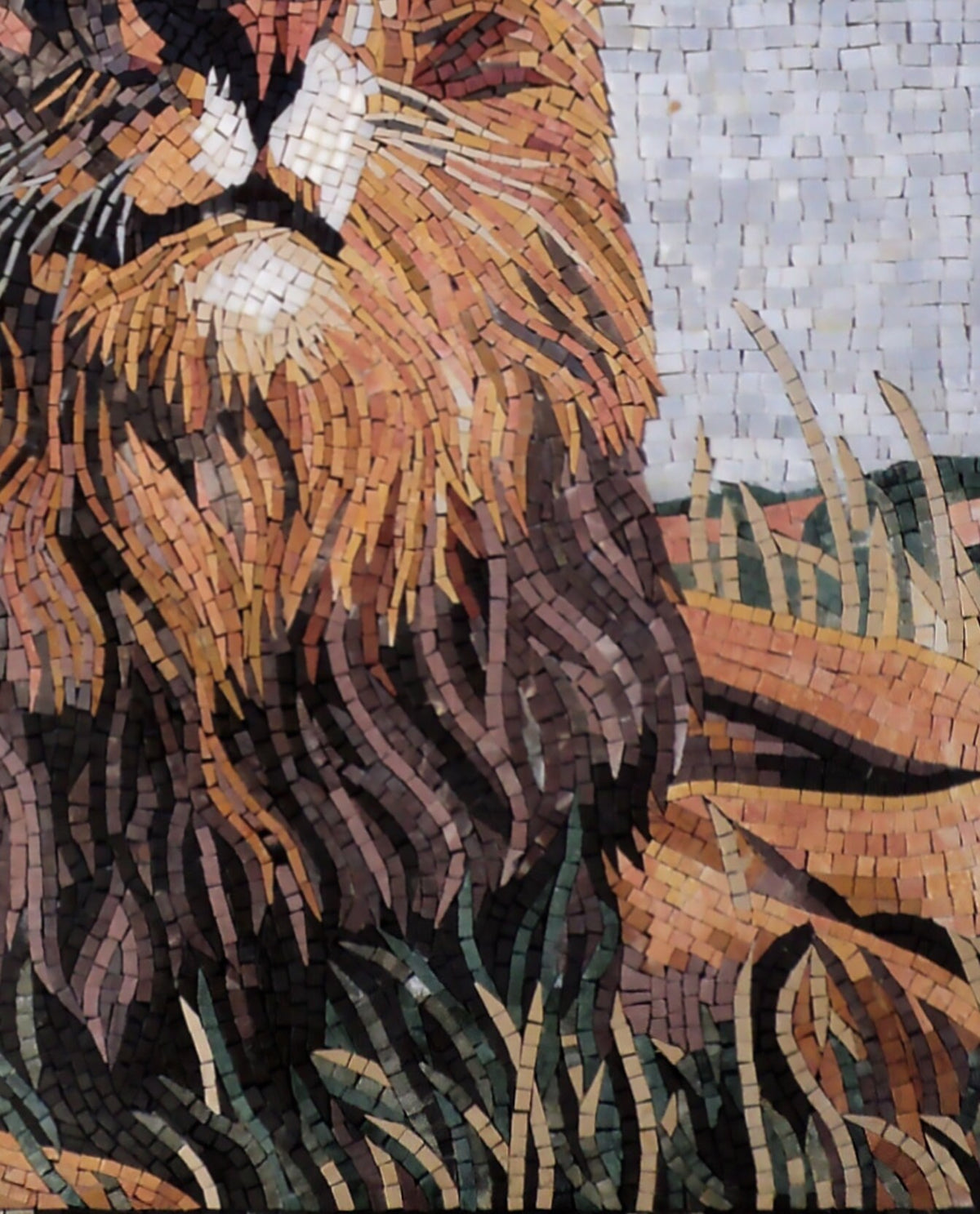 LION MOSAIC BACKSPLASH | Wild Jungle Animal Mosaic Tiles For House Warming | LionPride Artwork Tiles For Interior Room Walls