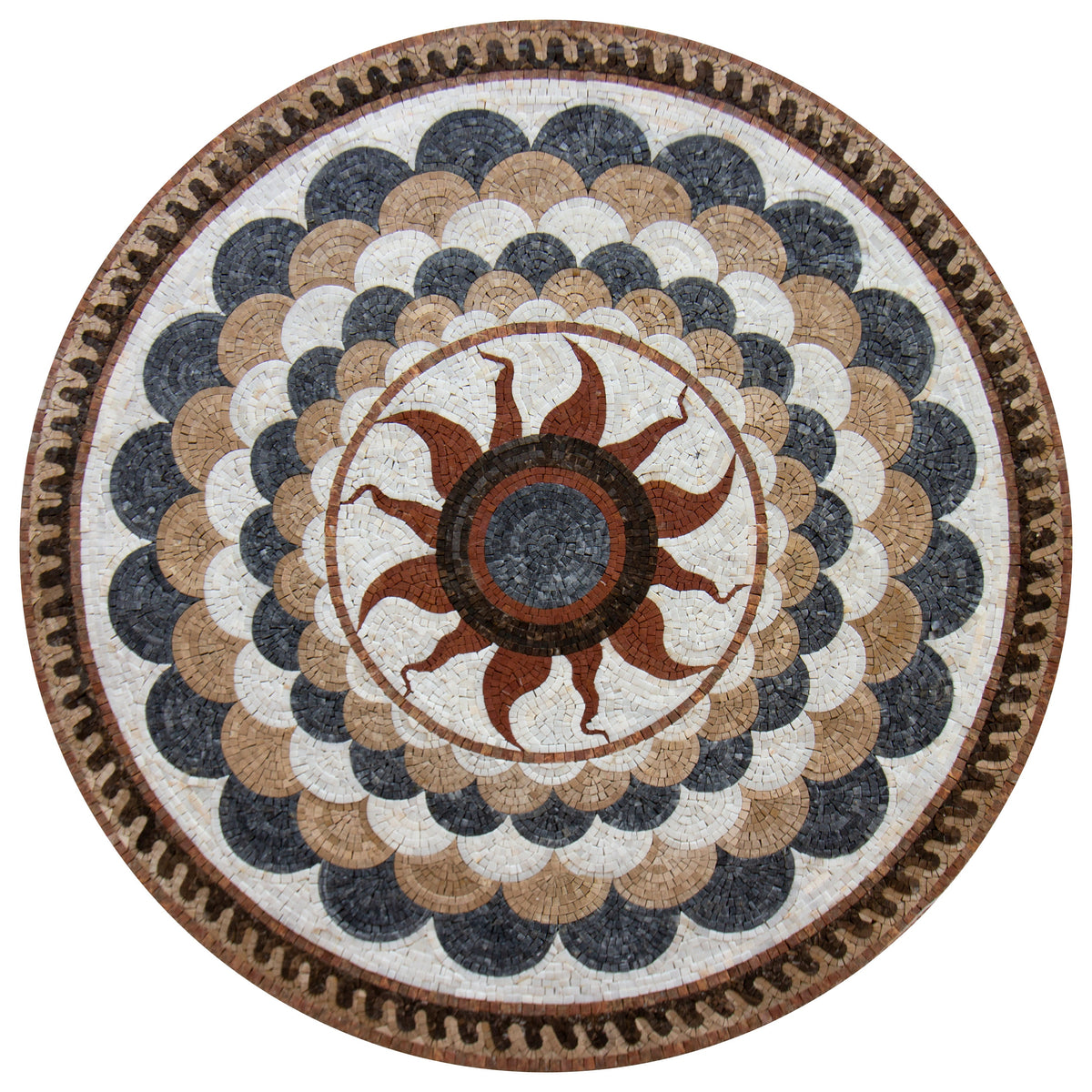 Harmony in Circles - Pattern Round Mosaic Medallion Art Tile - Customization available