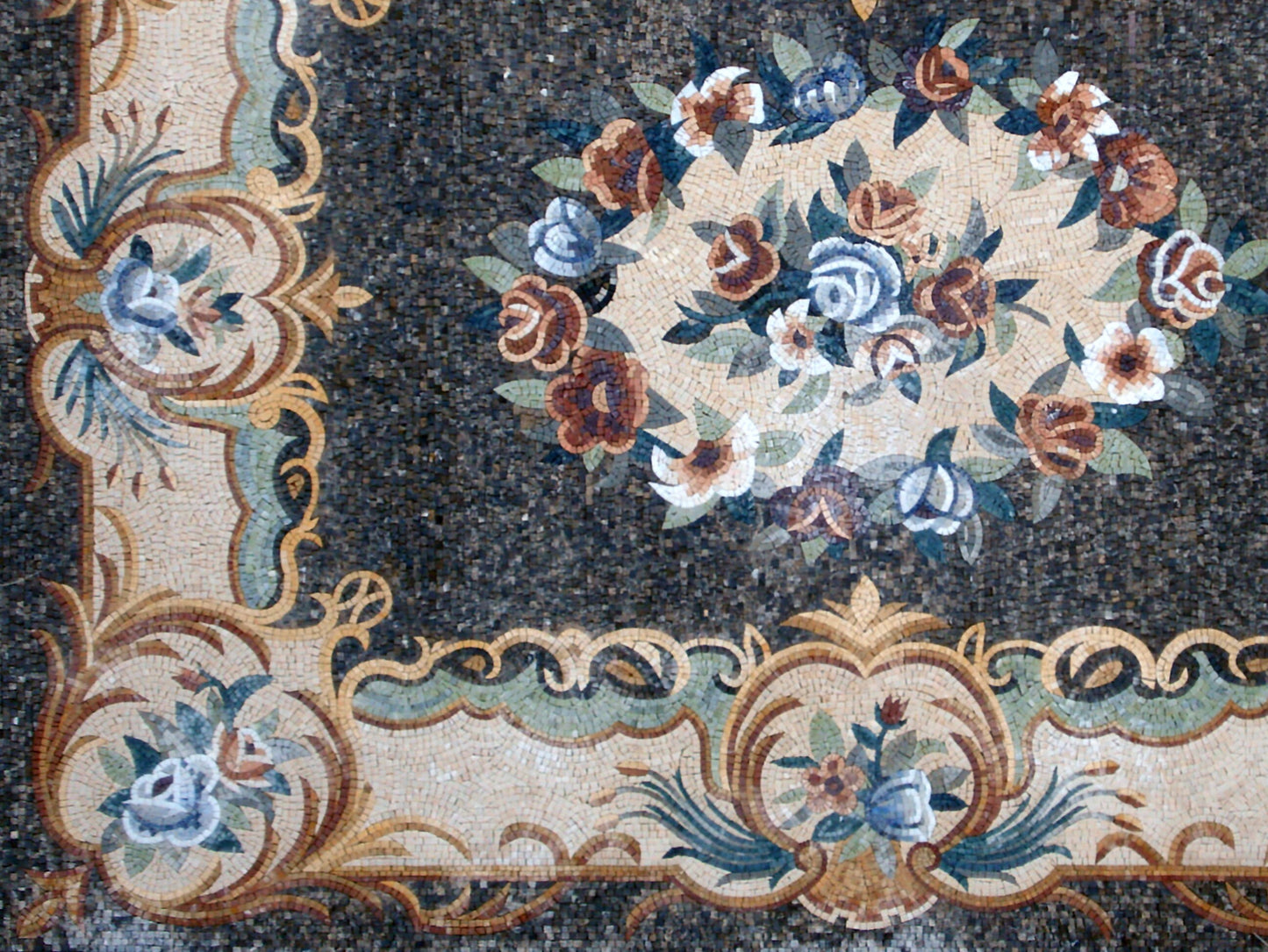HOME DECORATION RUG | Floral Mosaic Modern Area Masterpiece Rug | Natural Stone Attractive Art Handmade Carpet | Housewarming Gift