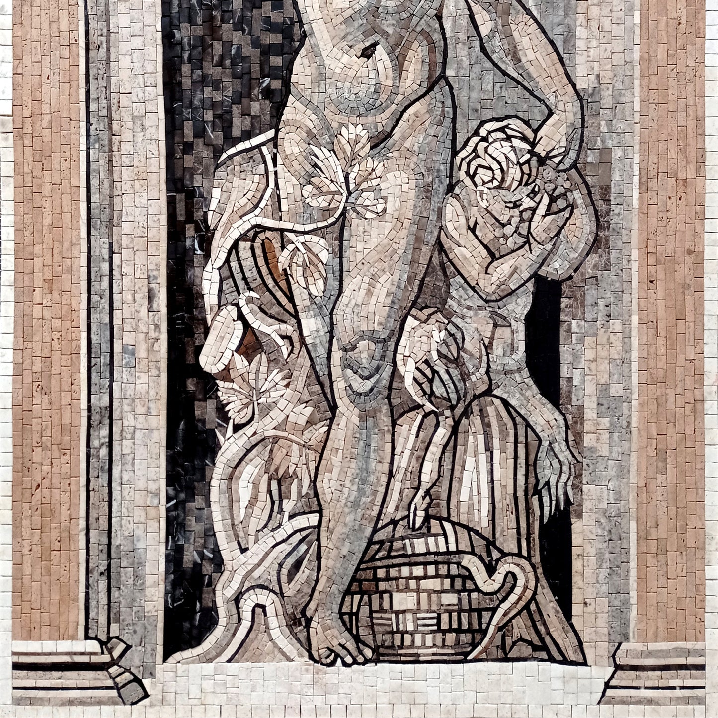 Dionysus Mosaic Tile: Handmade Greek God Bacchus Art (60” x 36”)