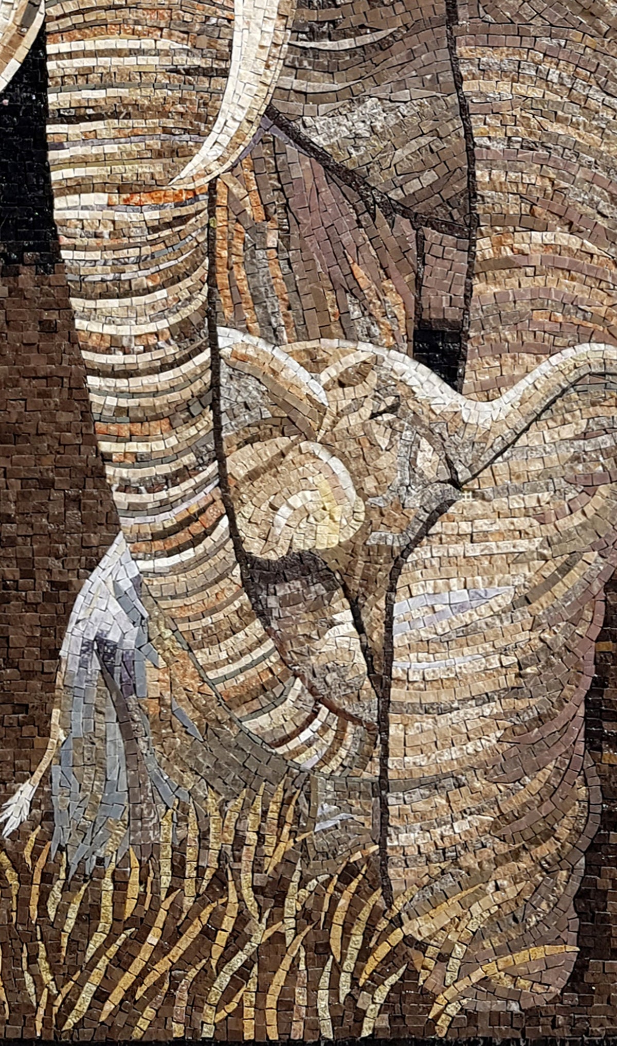 Handmade Elephant Mosaic Art: Marble Wall Decor (48" x 28")