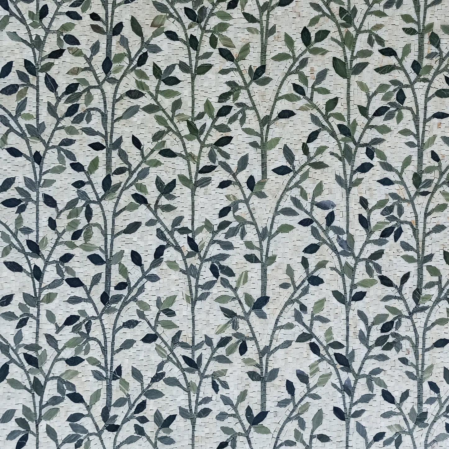 Handmade Marble Mosaic Tile Art: Floral Leaves Wall Decor (80” x 80”)