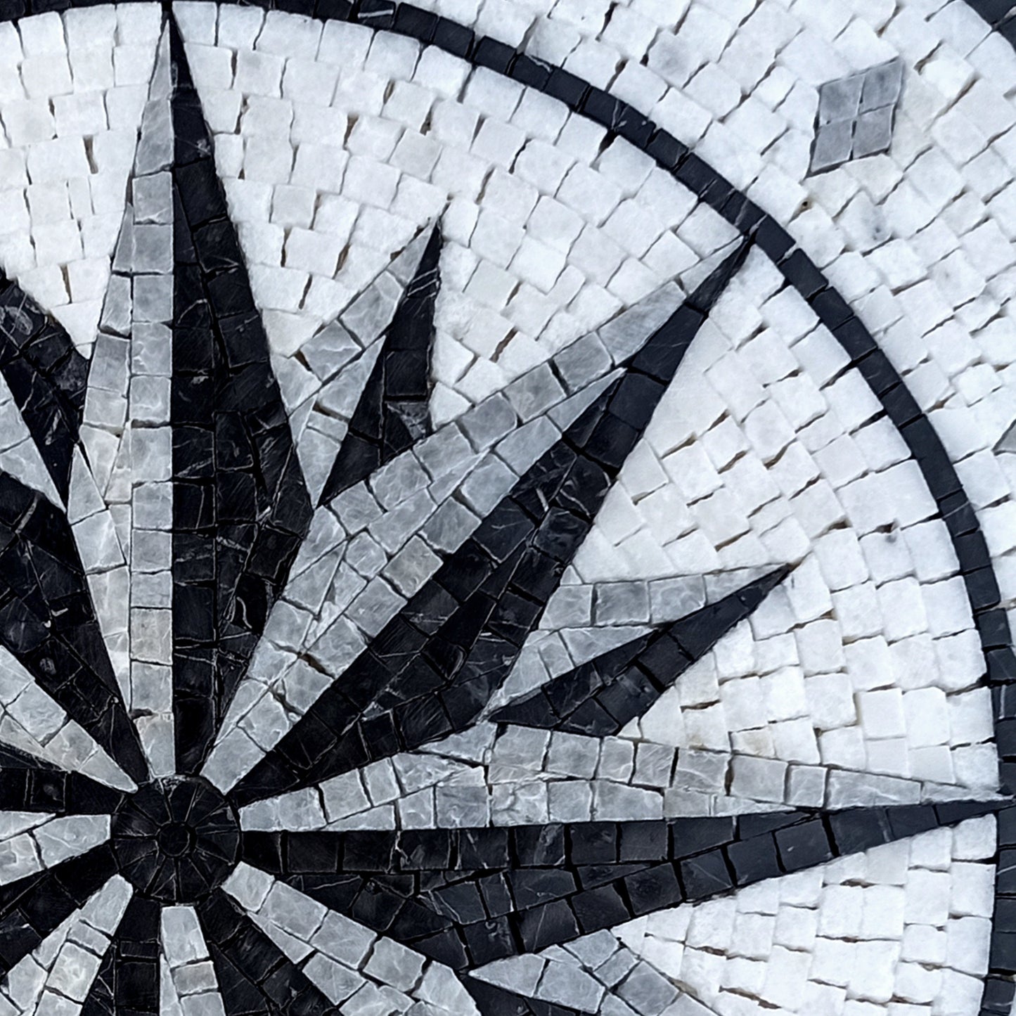 Artisanal Beauty: Handmade Compass & Pool Medallion Marble Mosaic Art Tiles - Customization available