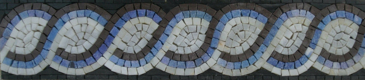 Blue & White String Mosaic Border: Coastal Decor Tile (4"x40")