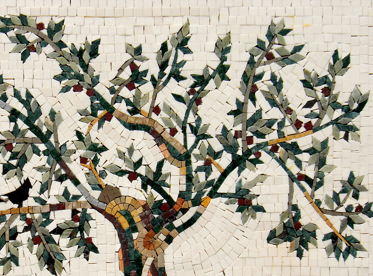 OLIVE TREE MOSAIC - Backsplash Marble Mosaic Tiles. Customization. Handcrafted Roman Mosaics