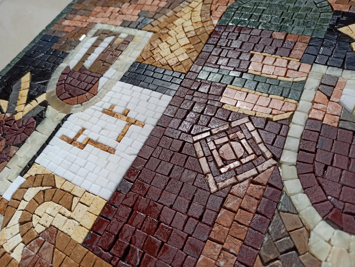 Handmade Wine Still Life Mosaic: Kitchen Backsplash or Wall Art (30x22)