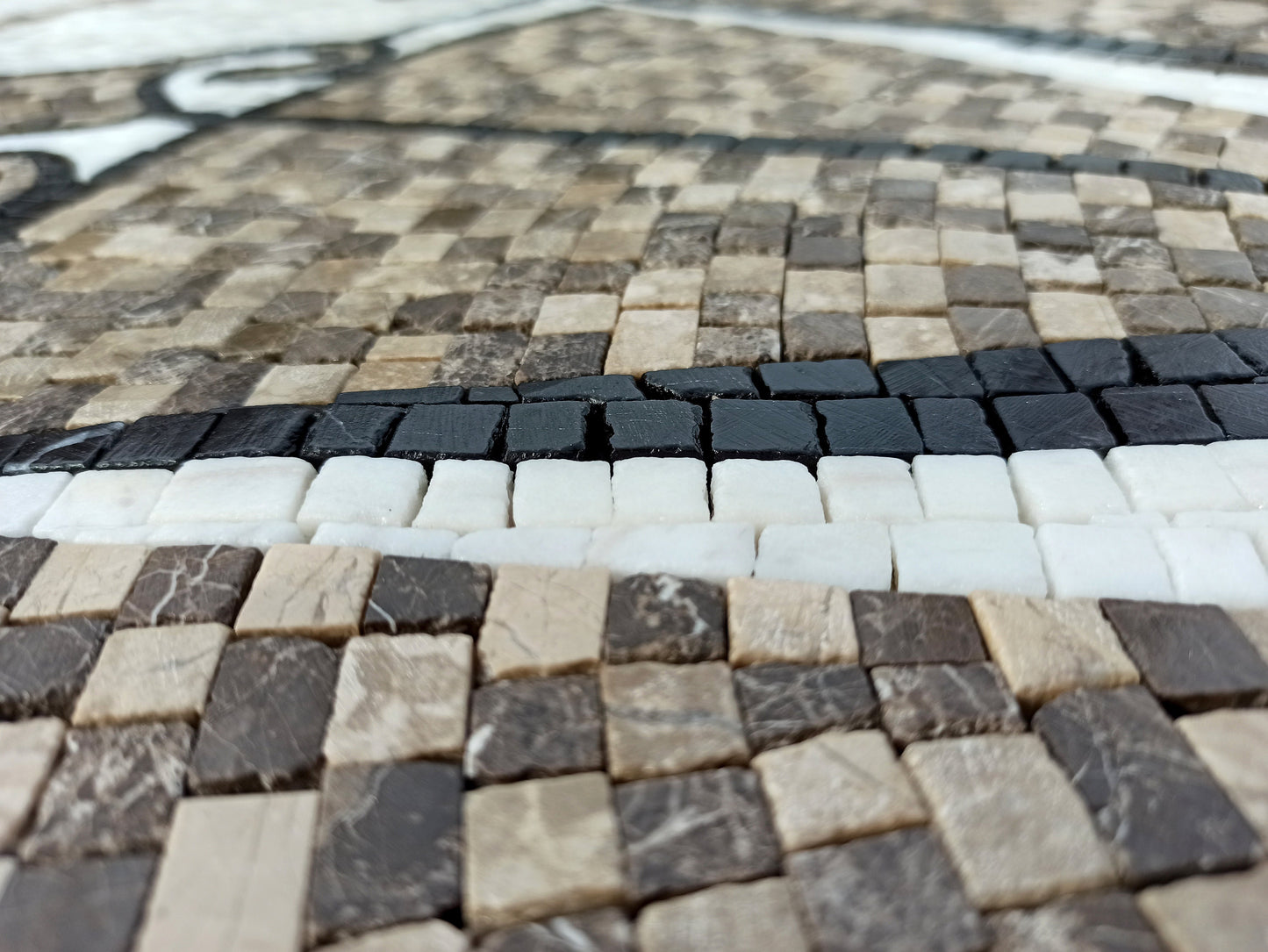 Handmade Nautical Compass Mosaic Tile: Windrose Medallion (40" Diameter)