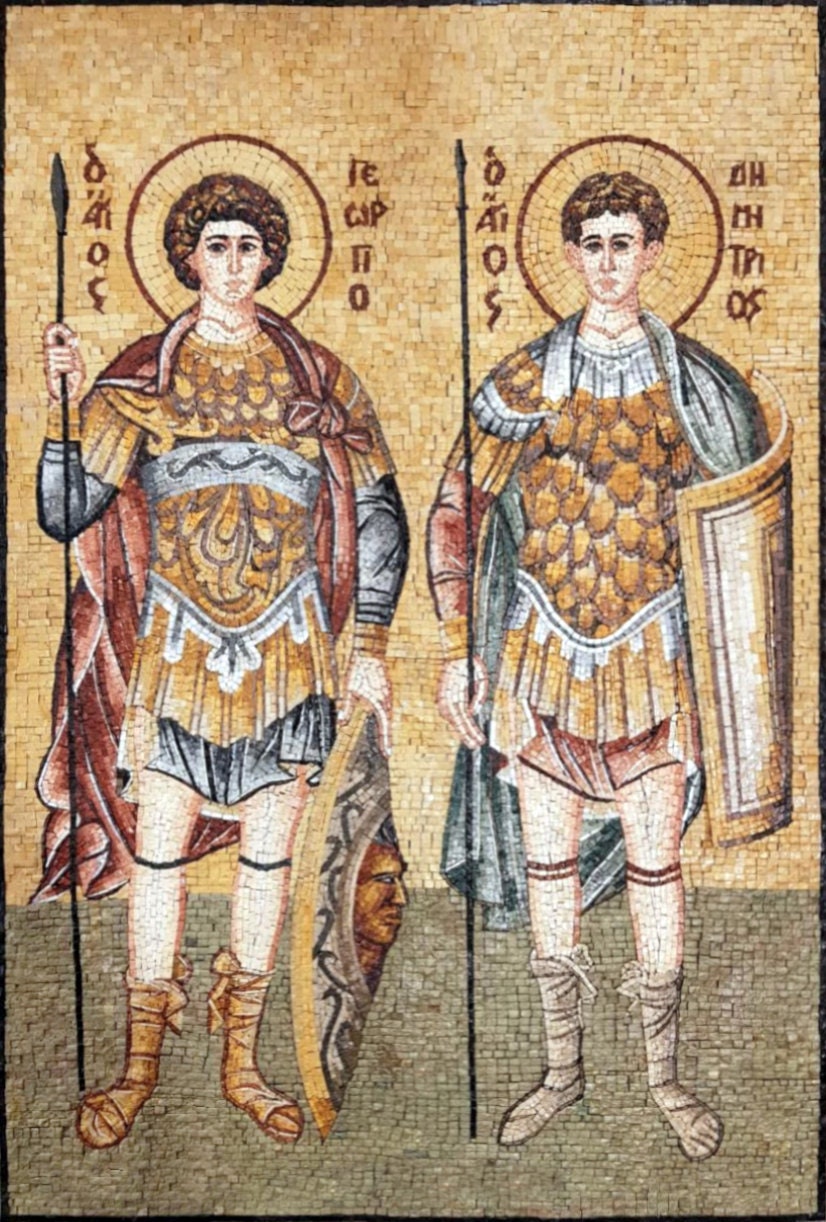 Handmade Christ Soldiers Mosaic Art: Religious Backsplash Tile (60” x 40”)