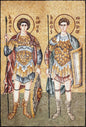 Handmade Christ Soldiers Mosaic Art: Religious Backsplash Tile (60” x 40”)