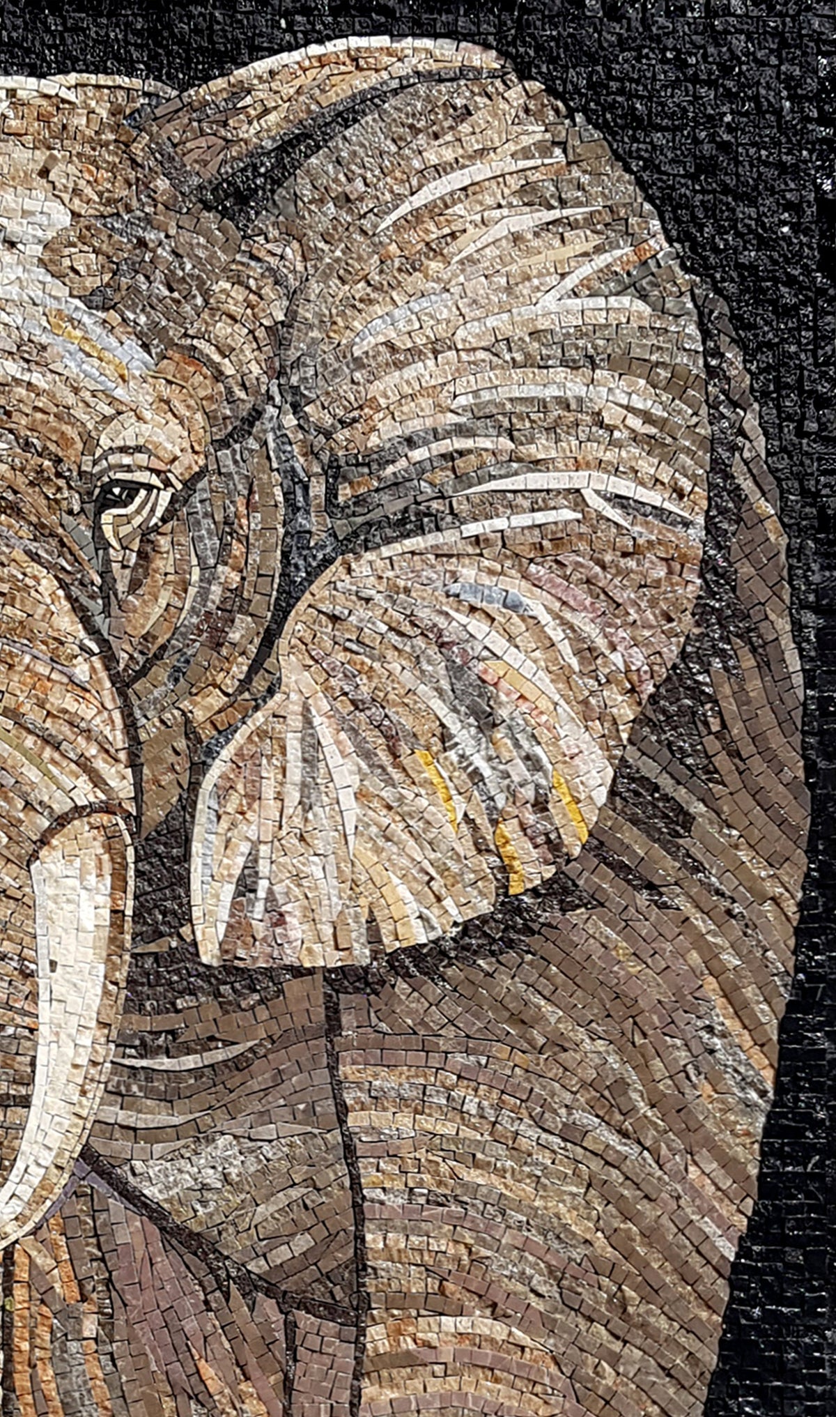 Handmade Elephant Mosaic Art: Marble Wall Decor (48" x 28")