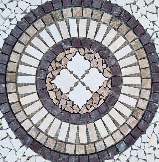 Handmade Marble Mosaic Medallion: Tropical Stone Art (24x24")