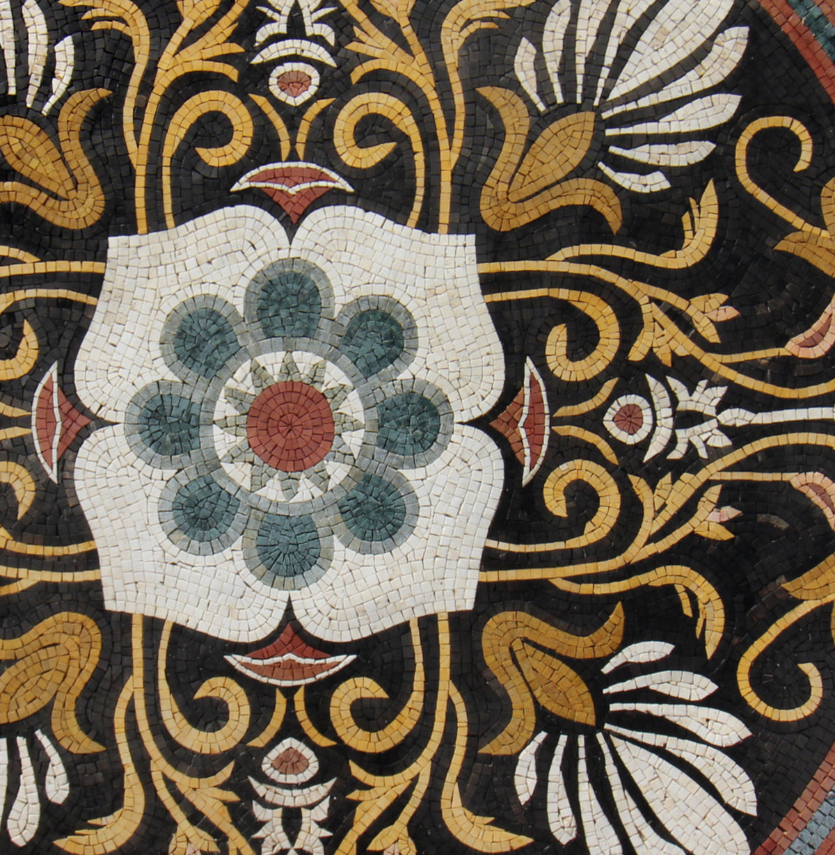 Gilded Artistry - Gold Leafy Art Nouveau Patterned Mosaic Medallion - Customization available