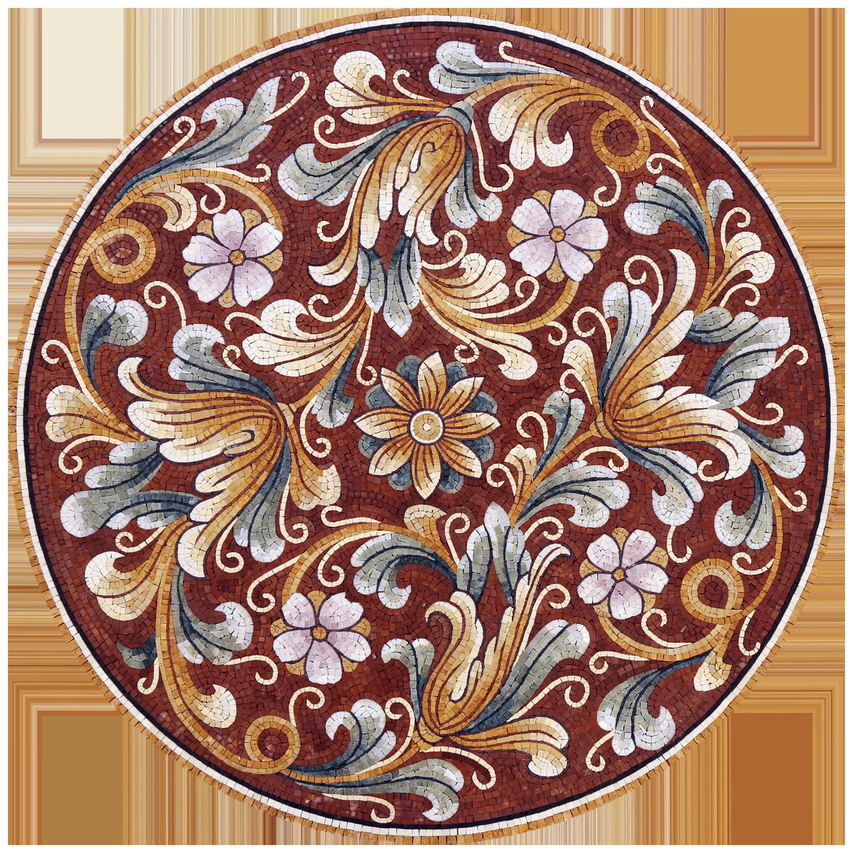 Handmade Floral Elegance: Medallion Marble Mosaic Art Tile for Timeless Stone Décor - Customization available