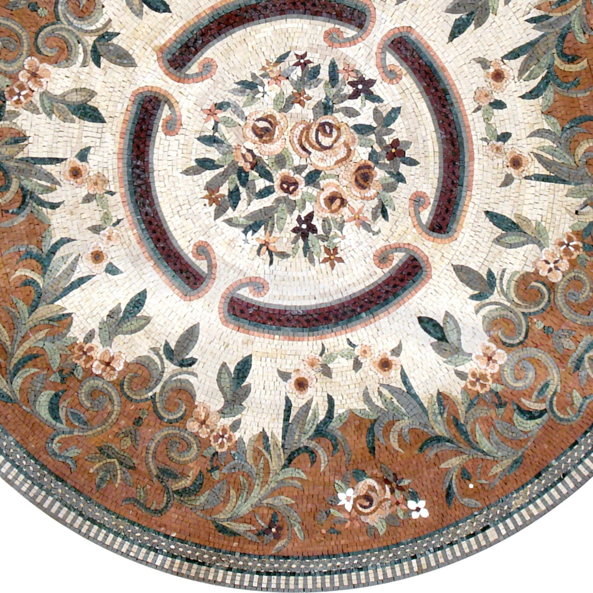 Handmade Marble Medallion Mosaic Artisanal Stone Décor with Floral Elegance - Customization available