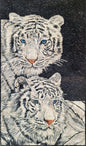 Handmade White Tiger Mosaic Tile Art: Interior Wall Decor