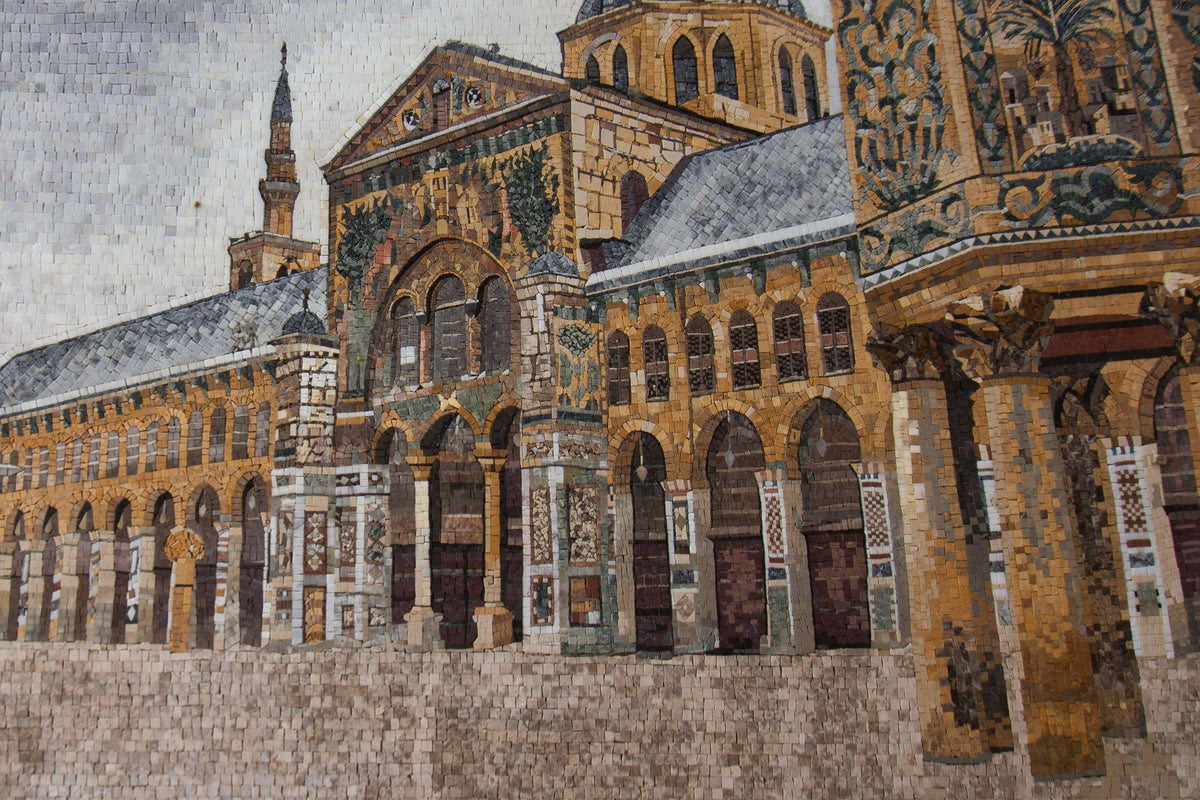 Handmade Umayyad Mosque Mosaic: Damascus Syria Marble Wall Art