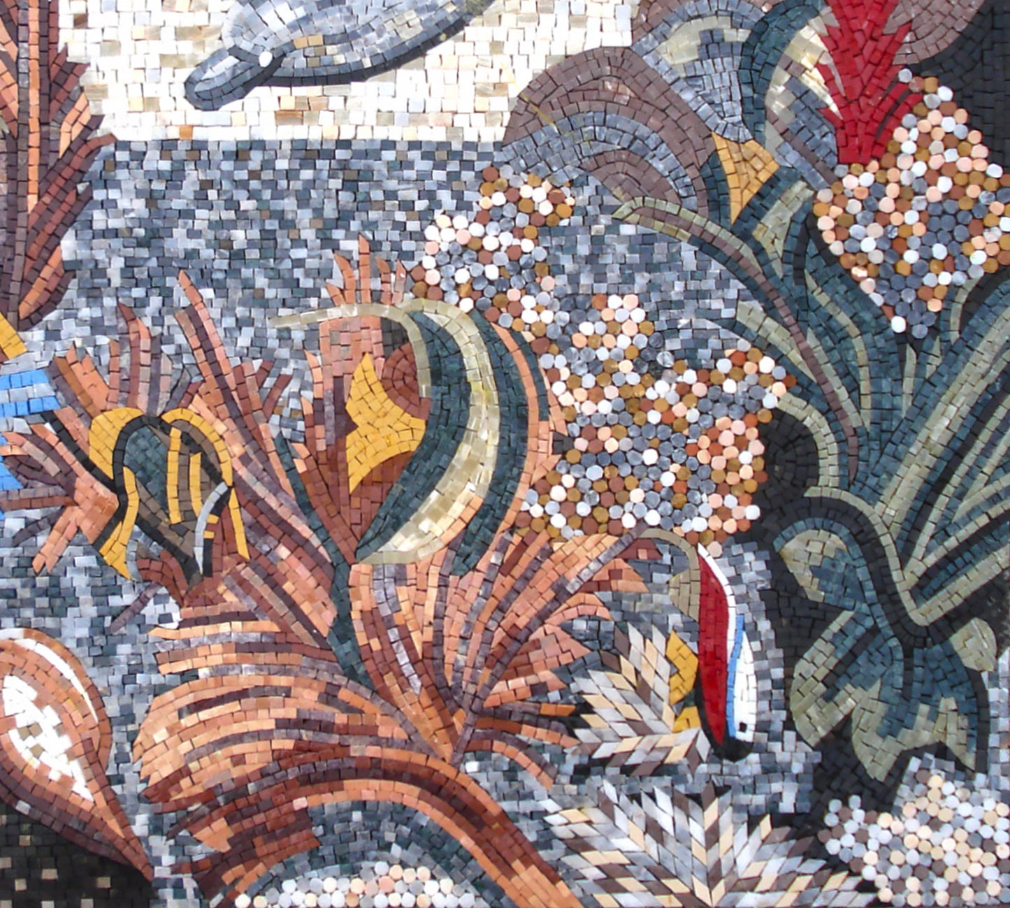Handmade Dolphin Mosaic Mural: Sea Animal Stone Tile Art