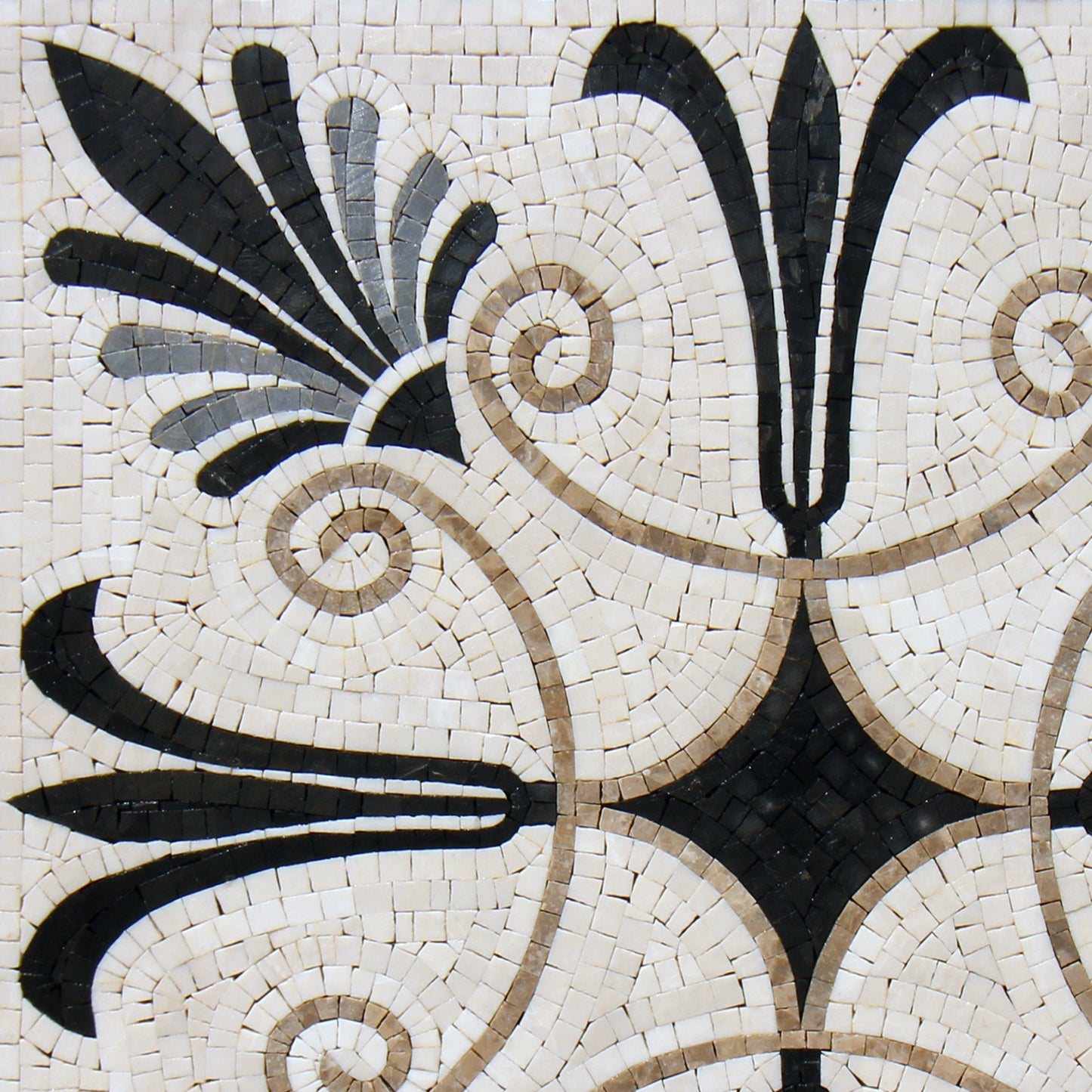 Handmade Floral Marble Mosaic Tile: 24" Square Medallion