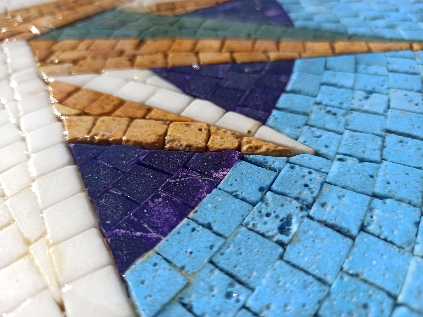 Handmade Windrose Mosaic Tile: Compass Medallion, Indoor/Outdoor Decor (32")