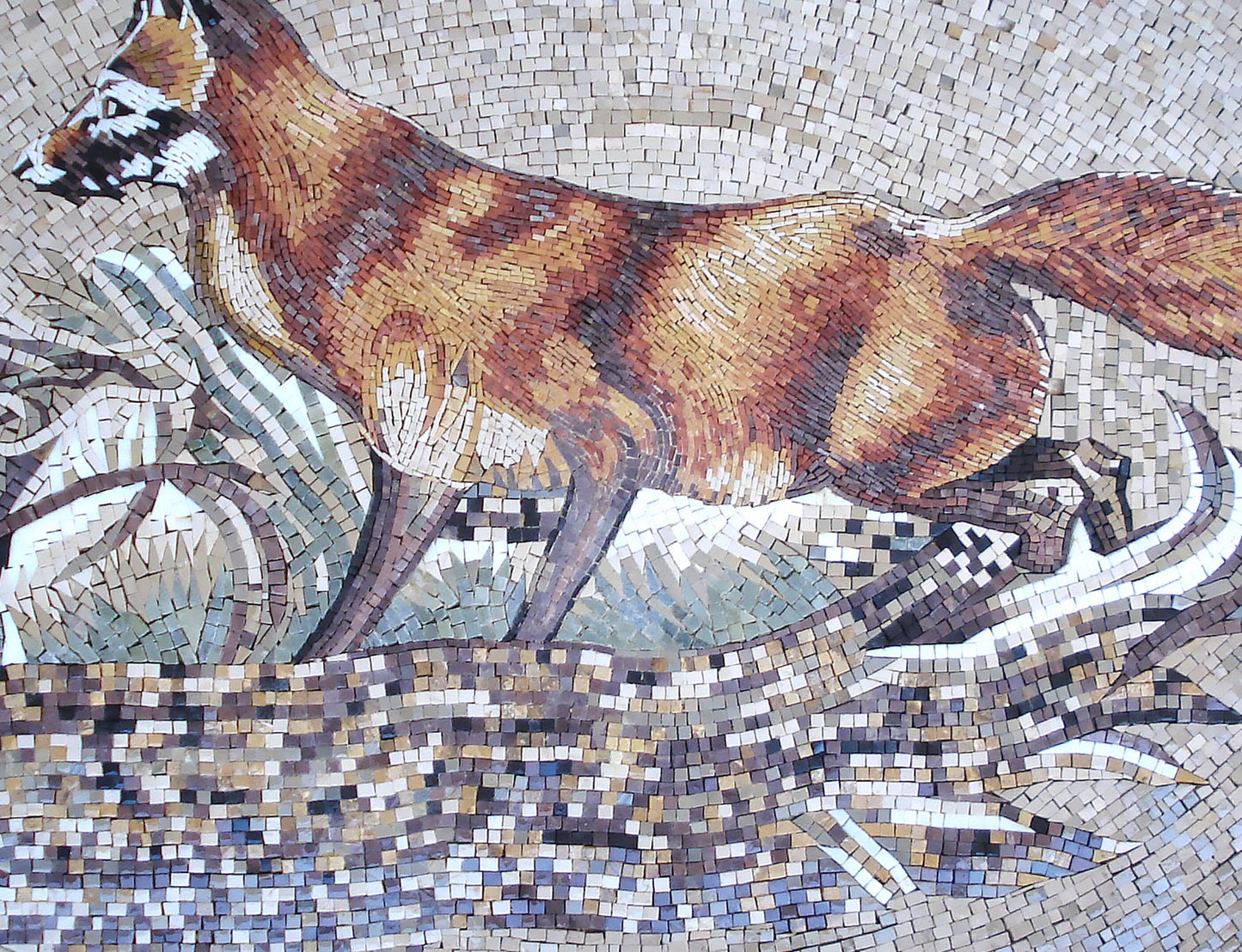 Fox Mosaic Tile Art: Handmade Marble Animal Wall Decor (50x32)